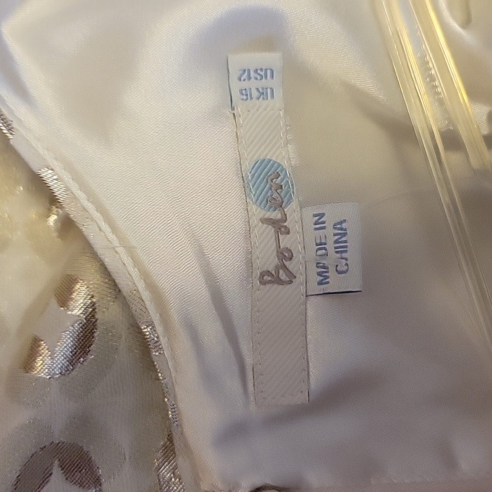 Boden Ivory and Gold Embellished Cap-Sleeve Dress - Picture 5 of 7